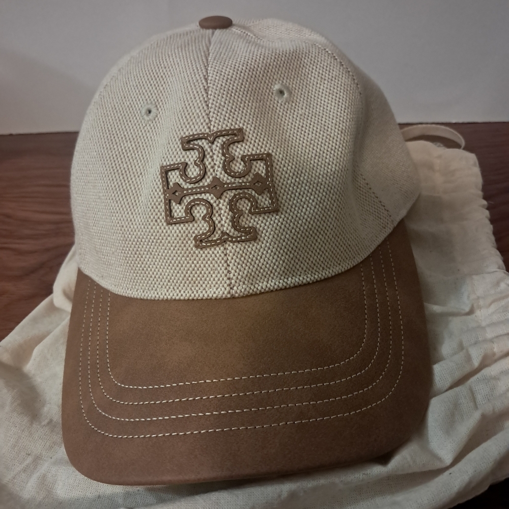 Tory Burch Beige and Tan Women's Hat Logo T.